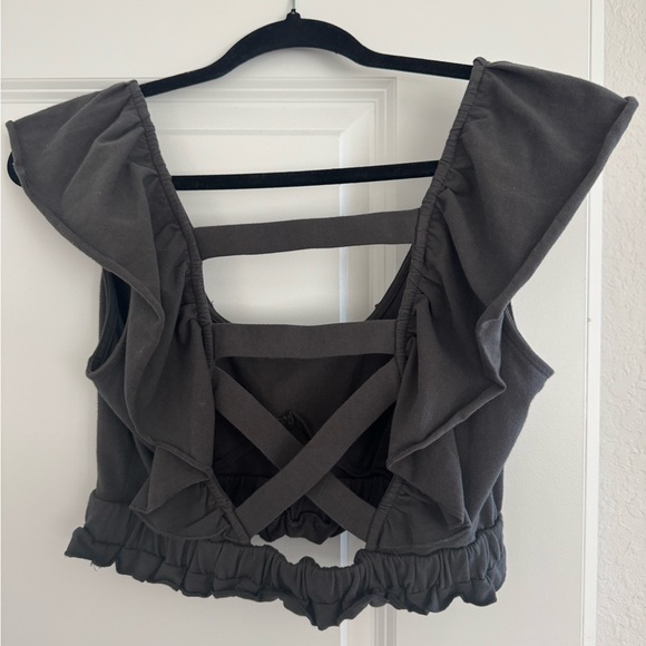Gray Ruffled Women's Top - Picture 2 of 2